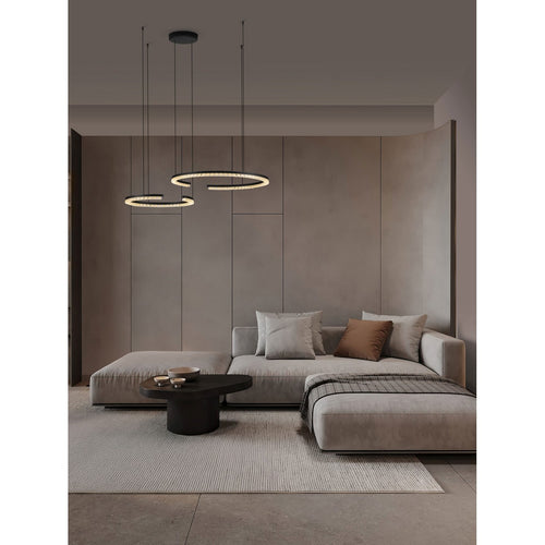 Nova Luce GREAMY Geïntegreerde LED-hanglamp voor plafond, zandkleurig zwart, Triac dimbaar, 49W, 3668lm, 3000K