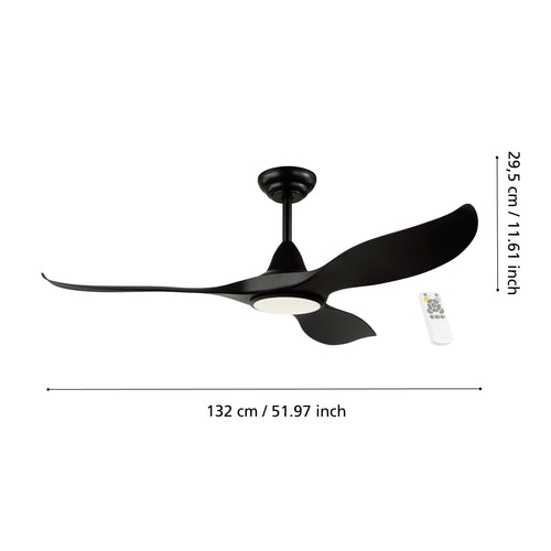 EGLO plafondventilator Cirali 52 - led - ø 132 cm - zwart/melkkleurig