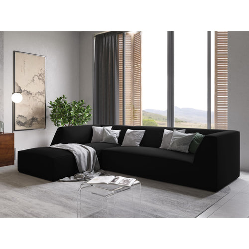 Cosmopolitan Design - Modulaire hoekbank links Siena 4-zits, flueel zwart - 180x273x69cm