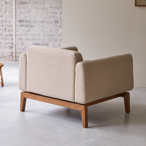 Tikamoon Fauteuil van massief eiken en ecru wol - Beige - vtwonen shop