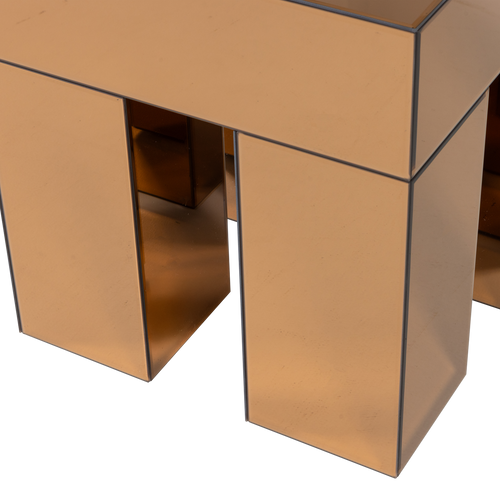 WOOOD bijzettafel Mirrox - Hout/Spiegelglas - Bruin - 50x45x45