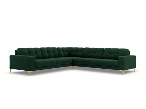 Cosmopolitan Design Symmetrische hoekbank Bali 6-zits, flueel, flessengroen - 256x256x75cm