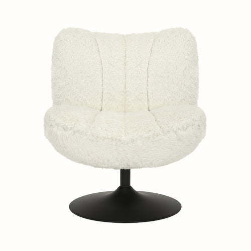 DÉJA Living Draaifauteuil Morten - Beige Fluffy/Zwart - 70x78x82cm - vtwonen shop