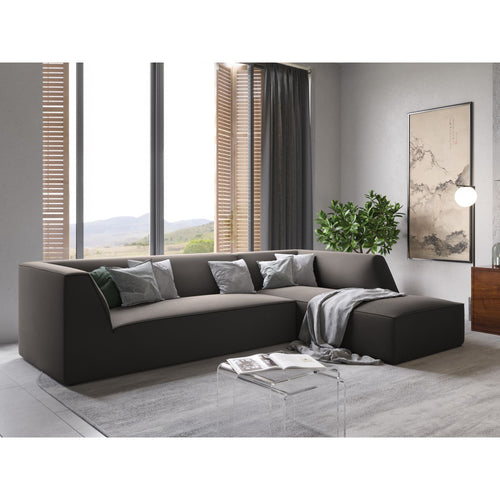 Cosmopolitan Design - Modulaire hoekbank rechts Siena 4-zits, flueel donkergrijs - 180x273x69cm