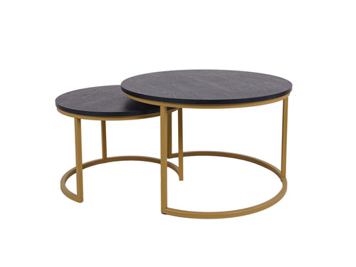 MaximaVida ronde salontafel set Chicago XL 75 cm champagne goud - pinewood fineer - vtwonen shop