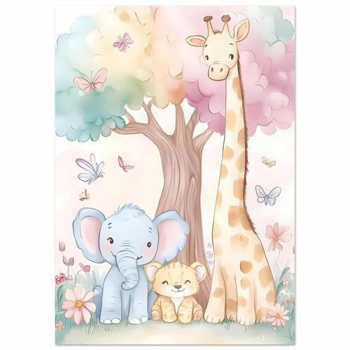 Artfulprints  Vrolijke safari dieren   poster A4 21x29.7 cm - vtwonen shop