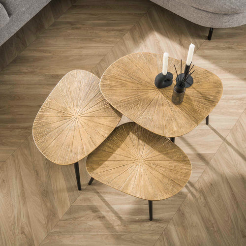 Giga Meubel Salontafel Ray Metal - Brons Metaal - Set van 3