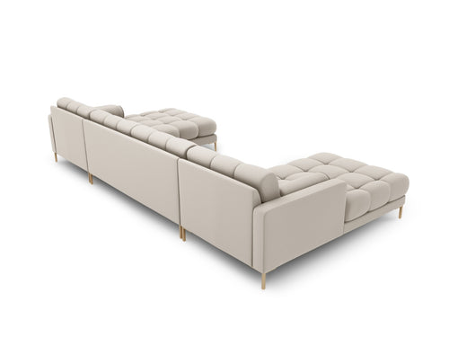Cosmopolitan Design Panoramische bank Bali 7-zits, structurele stof, beige - 185x383x75cm