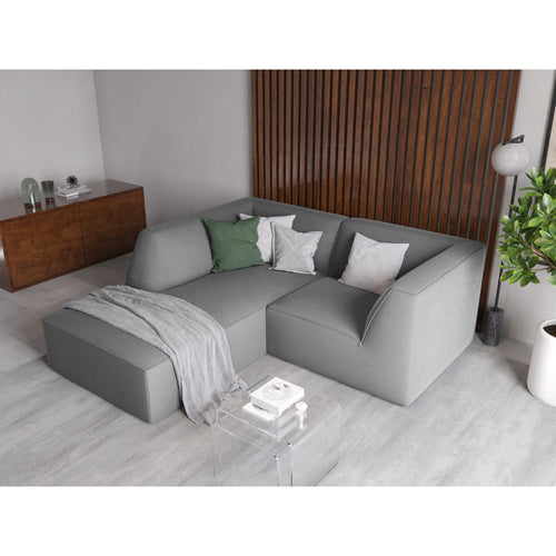 Cosmopolitan Design - Modulaire hoekbank links Siena 3-zits, flueel grijs - 180x186x69cm