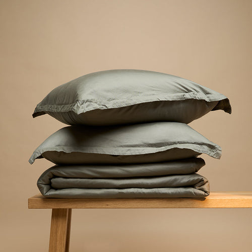 Coco & Cici - TENCEL Twill Dekbedovertrek Olijfgroen - 140x220 + 1 kussensloop 60x70