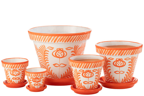 J-Line bloempot Granada Handmade + Painted - keramiek - oranje - extra large - Ø 50 cm