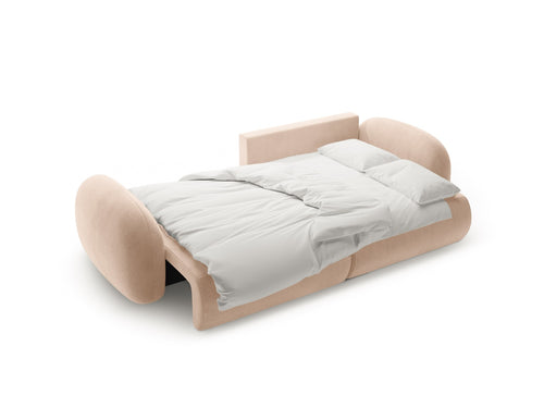 Cosmopolitan Design Omkeerbare converteerbare hoekbank met opbergdoos Tonale 4-zits, flueel beige amandel - 149x262x88cm