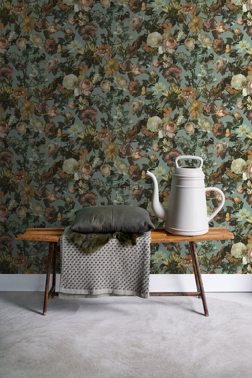 ESTAhome behang bloemen vergrijsd blauw - 53 cm x 10.05 m - 139292 - vtwonen shop