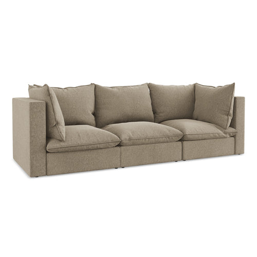 LaMiaSofa 3-zits bank Ravenna - velours - beige - 255x90x77