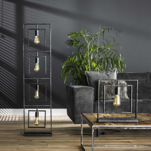 Giga Meubel Vloerlamp Turn Square - Zwart - 4-Lichts - 35x22x140cm - vtwonen shop