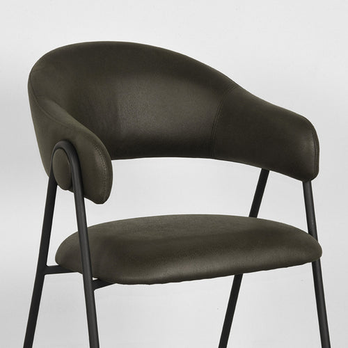 LABEL51 Eetkamerstoel Lowen Army green Microfiber - vtwonen shop