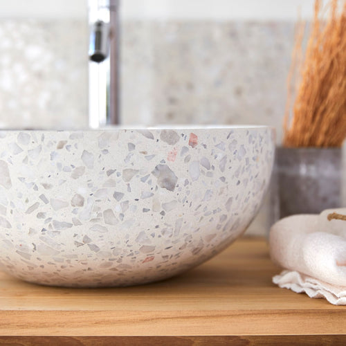 Tikamoon Ronde waskom van moon premium terrazzo ∅ 32 cm - Beige