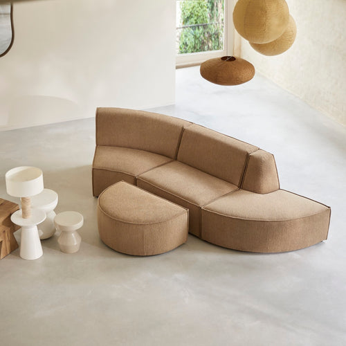 Tikamoon Modulaire 4-zitsbank in camelkleurige stof - Bruin