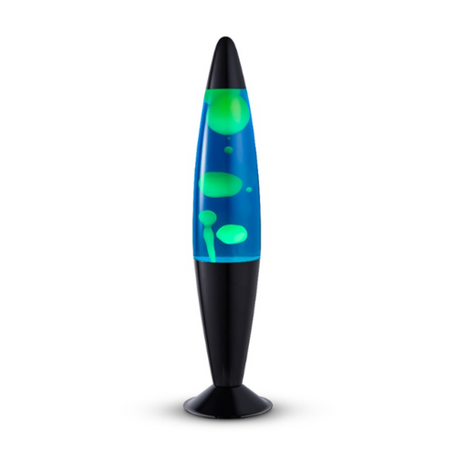 Lighto | Lavalamp zwart | blauwe vloeistof met gele lava - vtwonen shop
