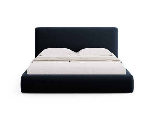 Cosmopolitan Design Opbergbed met hoofdeinde Colonel 140x200cm, flueel, donkerblauw - 220x160x100cm