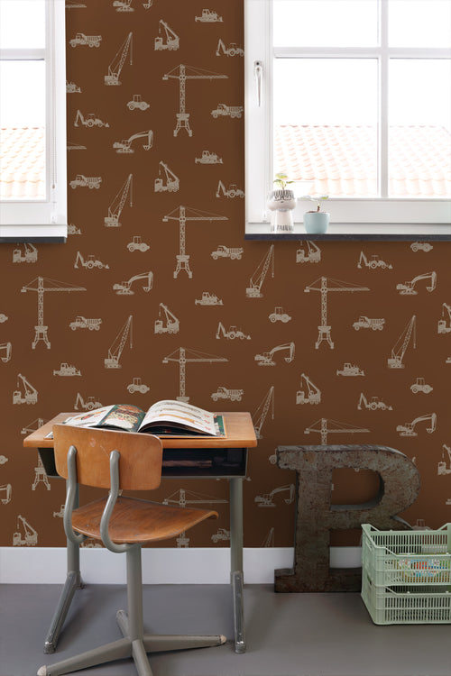 ESTAhome behang voertuigen terracotta - 53 cm x 10.05 m - 139972 - vtwonen shop