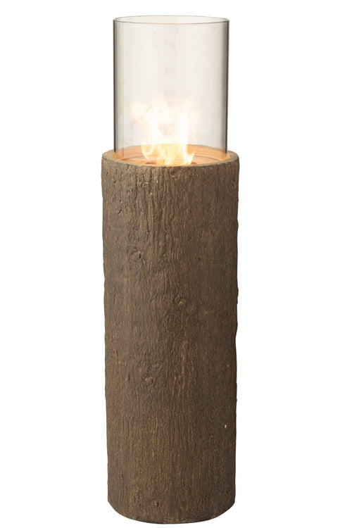 J-Line vuurschaal Trunk Rond - magnesium - bruin - medium