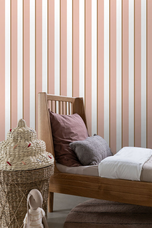 ESTAhome behang strepen roze en wit - 50 x 900 cm - 131911