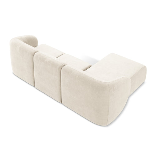 LaMiaSofa hoekbank links Cervo - chenille stof - lichtbeige - 248x166x88