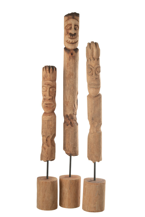 J-Line figuur Op Voet Totem - hout - naturel