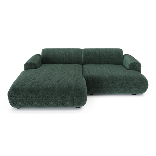 Sia Home - Linkerhoekbank MYRA - fluweel met patronen smaragdgroen 266cm