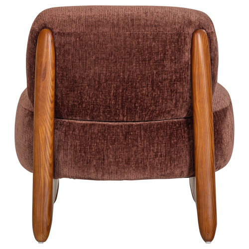 WOOOD fauteuil Runi - Hout/Velvet - Paars/Bruin - 69x64x72
