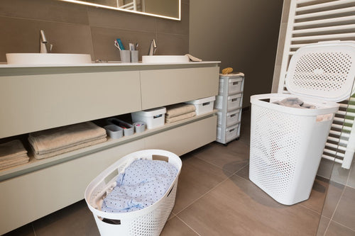 Curver Infinity Recycled Dots Wasmand met deksel - 60L - Wit - vtwonen shop