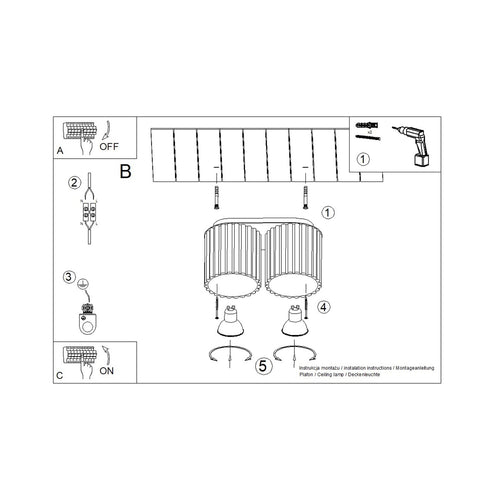 Sollux Lighting Plafondlamp AURA 2 taupe GU10 - 21x10x12cm