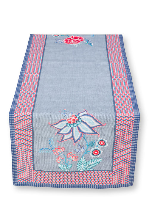 Pip Studio Flower Festival Tafelloper - Tafellaken - Blauw - 50x150cm - vtwonen shop