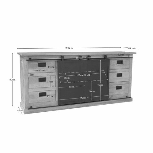 Starfurn Dressoir Fresno - Naturel Hout - 200x45x90cm