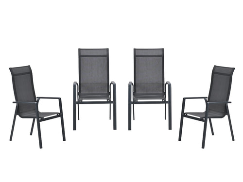 Garden Impressions Osaka stapelbare tuinstoelen set van 4 – carbon black / dark grey