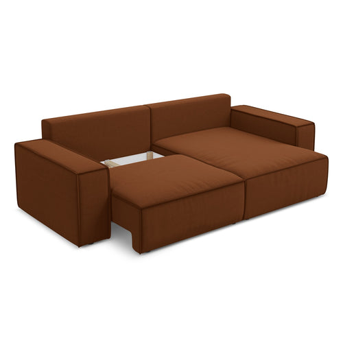 LaMiaSofa hoekbank rechts Livorno - velours - terracotta - 257x148x82