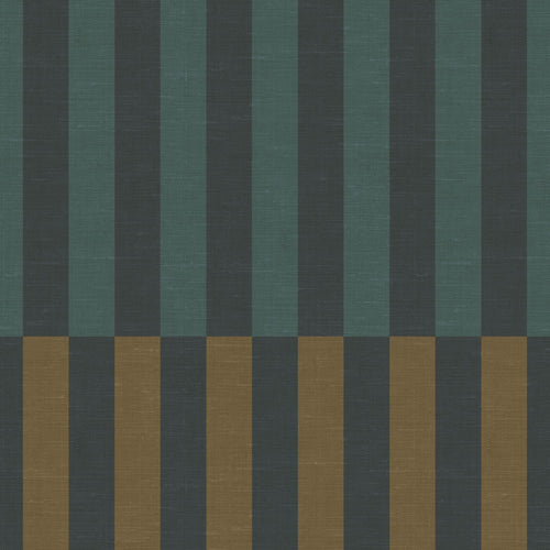 ESTAhome behang linnen-look strepen blauw en groen - 50 x 900 cm - 132249