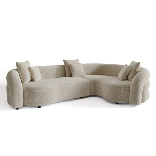 Sia Home - Hoekbank rechts VICTORIA - Fluweel met structuur - Mol - 290cm