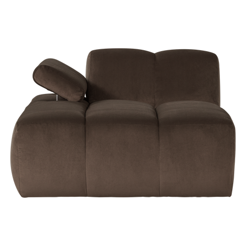 WOOOD chaise longue bank links Mojo - Velvet - Bruin - 74x124x162