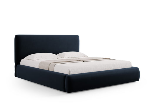 Cosmopolitan Design Opbergbed met hoofdeinde Colonel 140x200cm, flueel, donkerblauw - 220x160x100cm