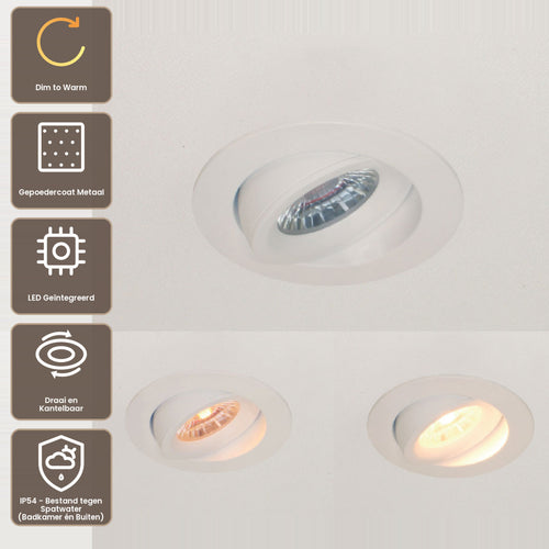 Artdelight Inbouwspot Special - Wit - Dim To Warm