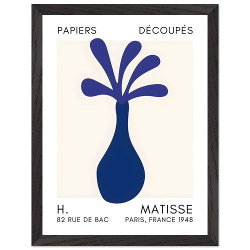 Artfulprints Poster met Lijst Matisse - Ocean flower navy blue   - 30x40 cm - Blauw