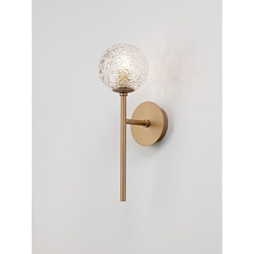 Merano Concord Wandlamp Helder Structuurglas, Messing Goud LED G9