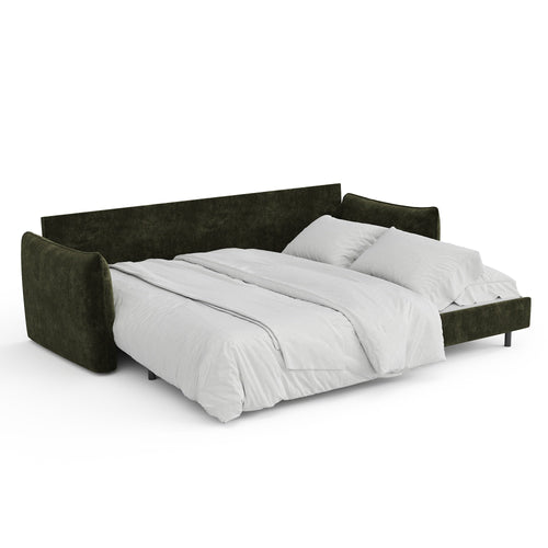 Sia Home - Slaapbank PLUME - fluweel met structuur kaki groen 213.5cm