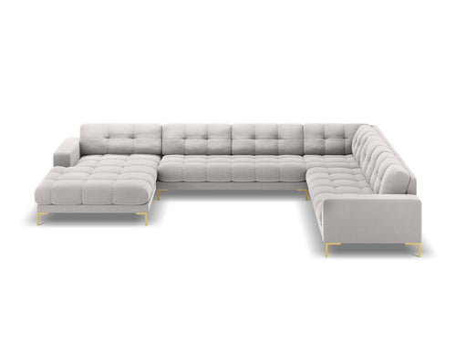 Cosmopolitan Design Panoramische hoekbank rechts Bali 7-zits, flueel, geld - 256x327x75cm