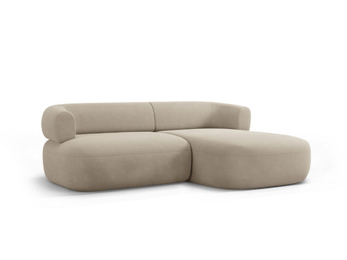 Micadoni rechter hoekbank Jenny 5-zits, flueel beige - 145x200x73cm