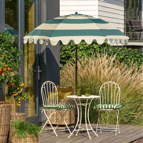 Mica Decorations Kantelbare Parasol met Ruches - Stokparasol 238 x Ø195 cm - Tuin of Balkonparasol - Polyester, Staal - Terra