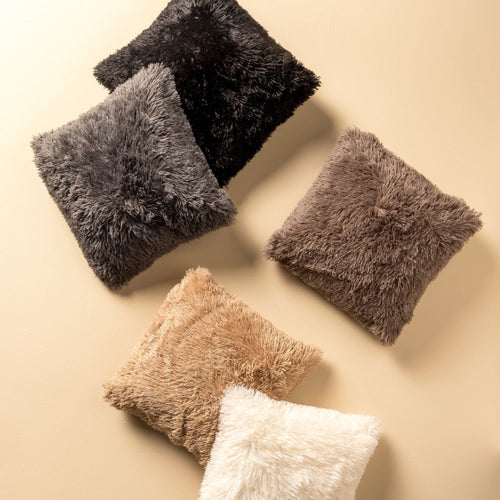 FLUFFY - Kussenhoes 45x45 cm - superzacht - effen kleur - Charcoal Gray - antraciet