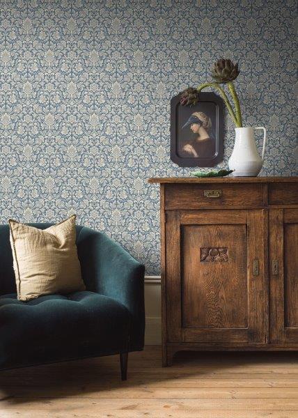 Borastapeter behang barokprint blauw en grijs - 53 cm x 10.05 m - 660062 - vtwonen shop